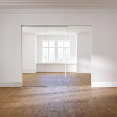 Fenster & Glas Werner - Krefeld - Ganzglastür - IM_MUTO_L80_ 2Seitent_imSturz_geschl_frontal