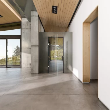 Fenster & Glas Werner - Krefeld - Ganzglastür - IM_STUDIO_Classic_halboffen_Durchgang